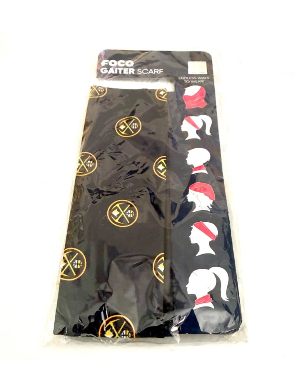 Denver Nuggets FOCO NBA Gaiter Scarf Black Gold Neck Face Cover New Sealed